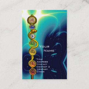 CARTE DE VISITE BÂTON D'ASCLEPIUS, 7 CHAKRAS YOGA POSTURE DU LOTUS