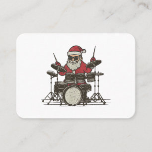 Carte De Visite Batteur de Noël Drôle Vintage Santa Jouant du Tamb