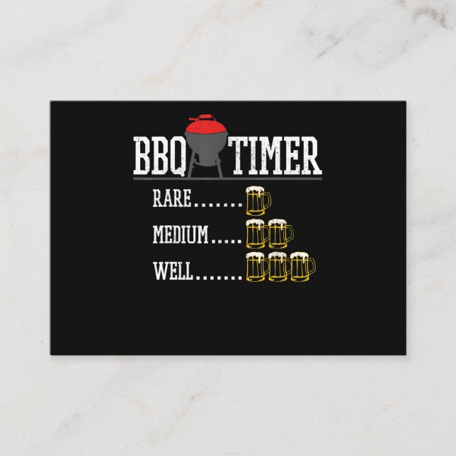 Carte De Visite BBQ | BBQ Timer Funny Bière Steak Grill (Devant)