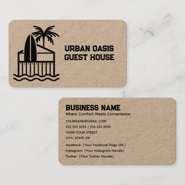 Carte De Visite Beach Guest House Premium Kraft (Devant / Derrière)