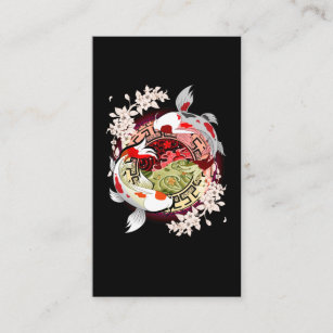 Carte De Visite Beau Art Japonais Fleur Koi Fish