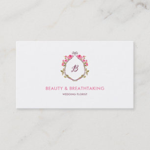 Carte De Visite Beau Chic Rose Crest Frame Monogramme