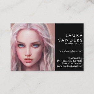 Carte De Visite Beau Coiffeuse rose Salon de beauté Elégant