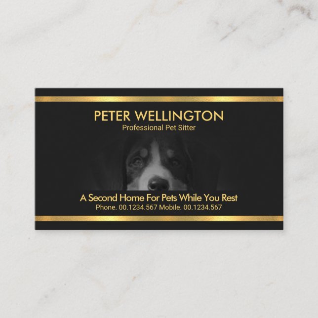 Carte De Visite Beau Dog Motif Gold Stripes Pet Sitter (Devant)