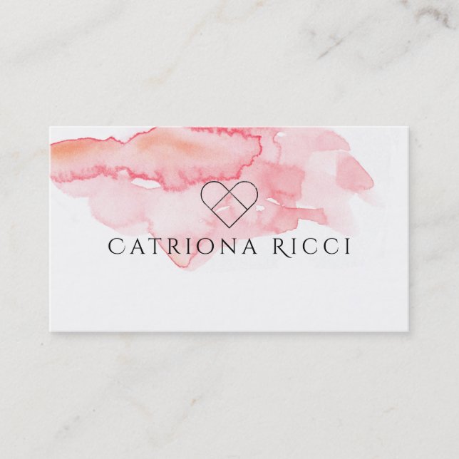 Carte De Visite Beau logo pour aquarelle rose de coeur de ★ (Devant)