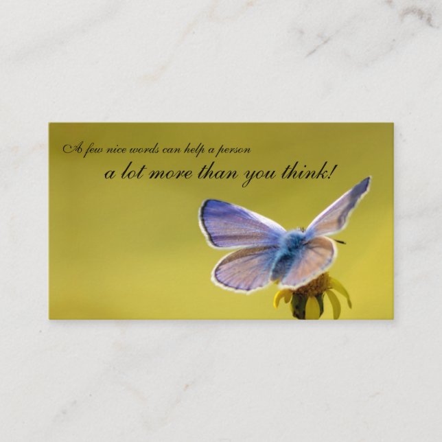 Carte De Visite Beau papillon avec citation motivante (Devant)