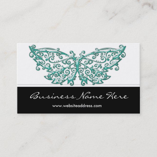 Carte de visite : : Beau papillon de turquoise (Devant)