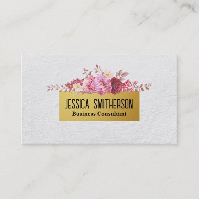 Carte De Visite Beau Rose | Dégradé or | Texture blanche (Devant)
