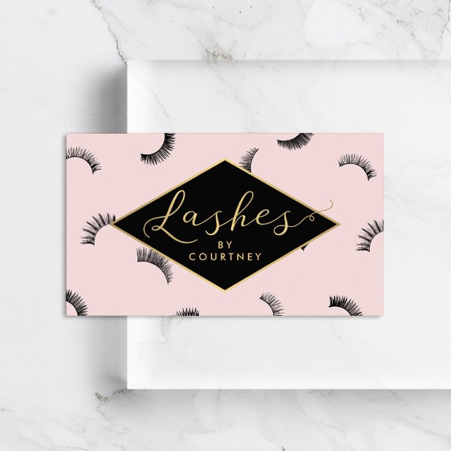Carte De Visite Beaucoup de Lashes Motif Lash Salon Rose/Noir/Or (Créateur téléchargé)