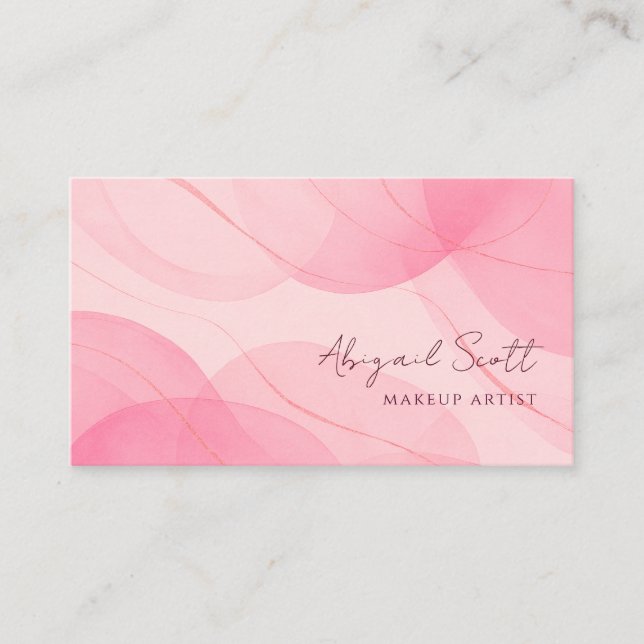 Carte De Visite Beauté Abstraite Aquarelle Rose Chic Professionnel (Devant)