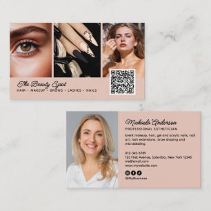 Carte De Visite Beauté / Cheveux / Cils / Ongles Code QR 4 photos