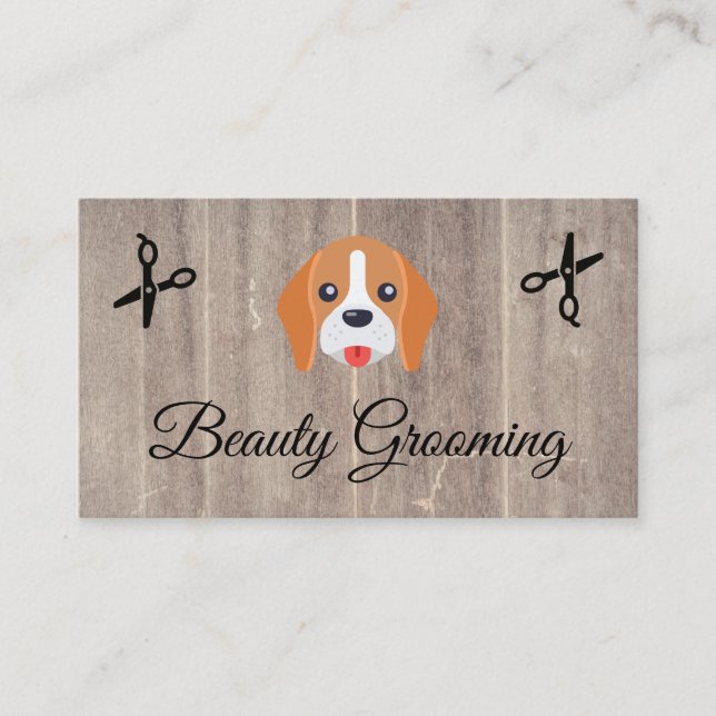 Carte De Visite Beauté Chien Groomer Elite Shears Bois Trim (Devant)