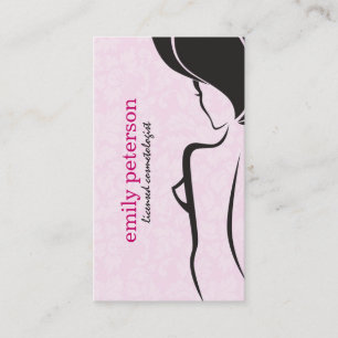 Carte De Visite Beauté/Cosmetologie Noire Et Rose
