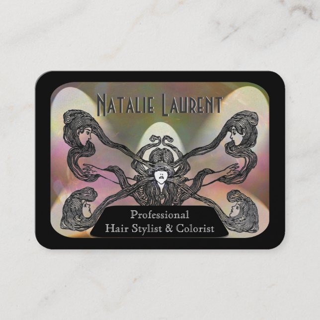 Carte De Visite Beauté de professionnel de coiffeur d'or (Devant)