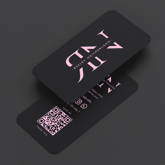 Carte De Visite Beauté Esthétique Monogramme Rose Noir Professionn (Aesthetic Beauty Monogram Pink Black Professional Business Card
)
