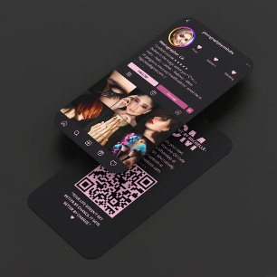 Carte De Visite Beauté Esthétique Rose Noir Instagram Professionne