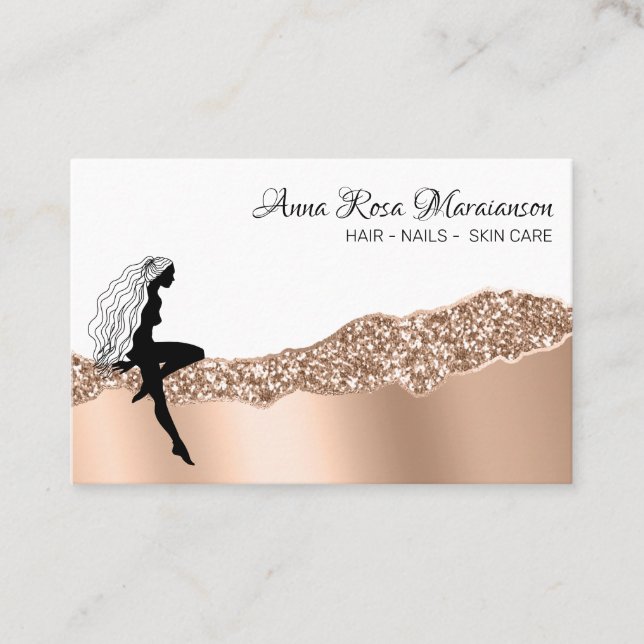 Carte De Visite *~* Beauté Femme Rose Gold Long cheveux déesse (Devant)