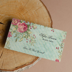 Carte De Visite Beauté florale rose chic vintage élégante de
