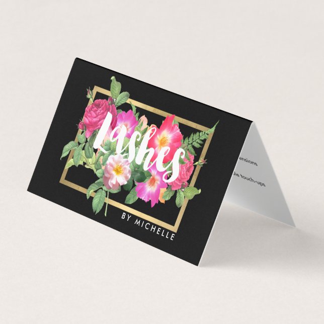 Carte De Visite Beauté Florales Lash Extensions Black Aftercare (Devant)