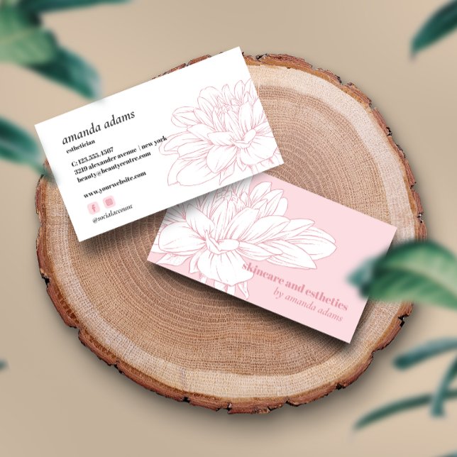 Carte De Visite Beauté florissante | Blush Pink Soins esthétique (Créateur téléchargé)