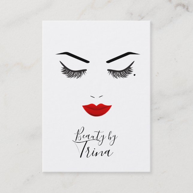 Carte De Visite Beauté Grain de Beauté Yeux Cils & Lèvres Rouges M (Devant)