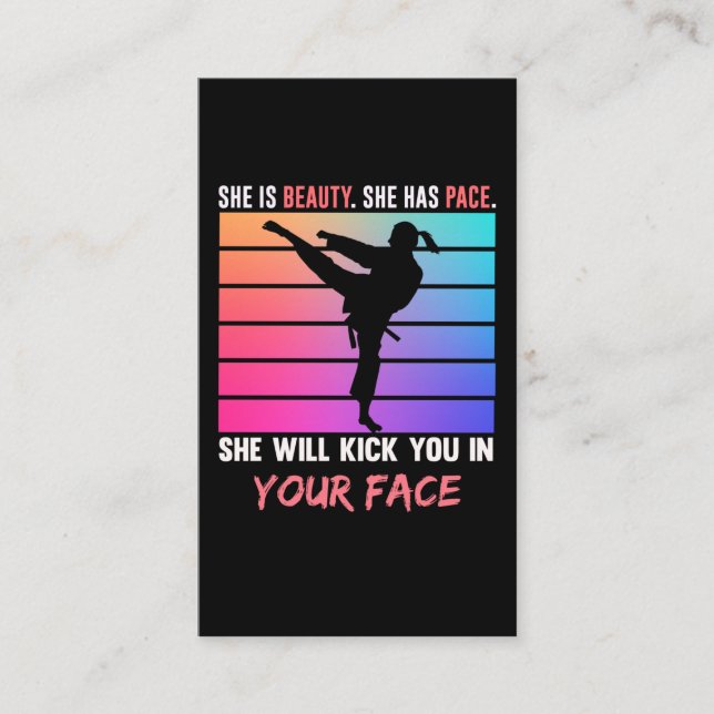 Carte De Visite Beauté Karate Girl Kick You Taekwondo Jiu Jitsu (Devant)