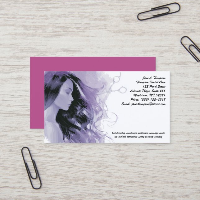 💜 Carte de visite beauté Lavande de rêve (Devant/Arrière en situation)