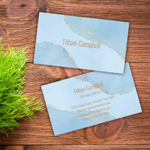 Carte de visite Beauté Marbre Or Bleu Clair