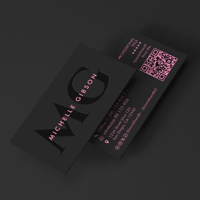 Carte De Visite Beauté Marketing Rose Noir Esthétique  (Aesthetic Pink Black Marketing Beauty Business Card
)