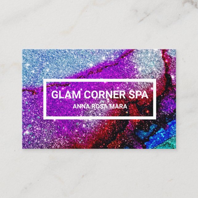 Carte De Visite *~ Beauté Rainbow QR Parties scintillant Glitz Gla (Devant)