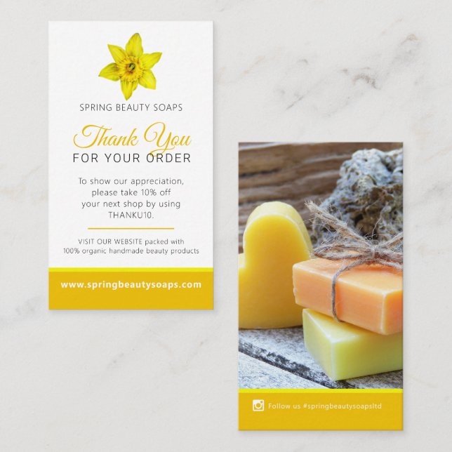 Carte De Visite Beauté santé photo promo entreprise répétitive jau (Devant / Derrière)