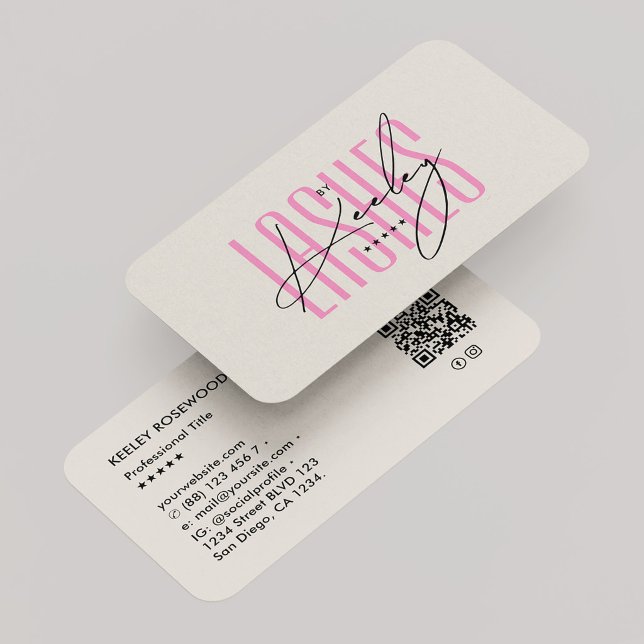 Carte De Visite Beauté Technologique Cils Sable Beige Rose Esthéti (Aesthetic Pink Beige Sand Lashes Tech Beauty Business Card
)