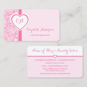 Carte De Visite Beautician Certifié Cœur Rose