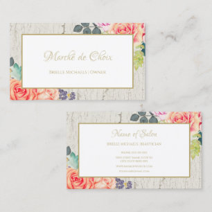 Carte De Visite Beautician du Salon Floral Aquarelle