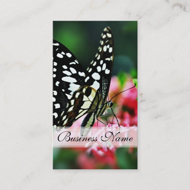Carte De Visite Beautiful Butterfly on Red Flower (Devant)