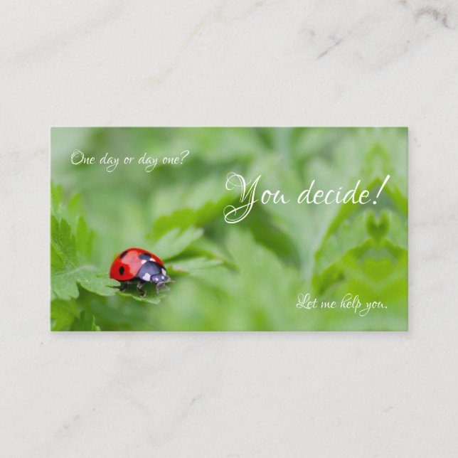 Carte De Visite Beautiful ladybug with motivational quote (Devant)