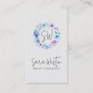 Carte De Visite Beauty Consultant Beautician Flower Monogramme
