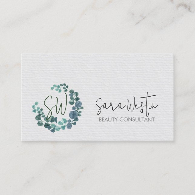 Carte De Visite Beauty Consultant Beautician Flower Monogramme (Devant)