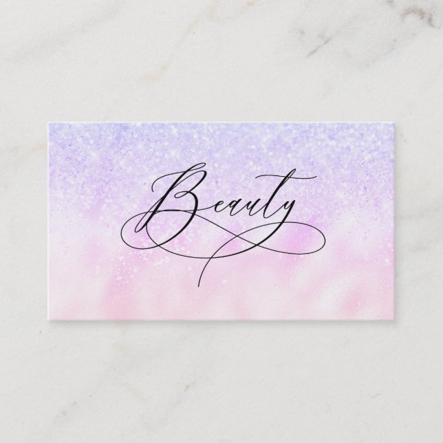 Carte De Visite *~* BEAUTY Fancy Script Rainbow Hologram Parties s (Devant)