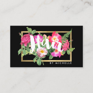 Carte De Visite Beauty Florals Hair Styliste Noir