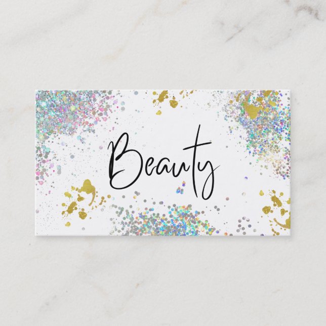 Carte De Visite *~* BEAUTY Hologram Holograph Gold Parties scintil (Devant)