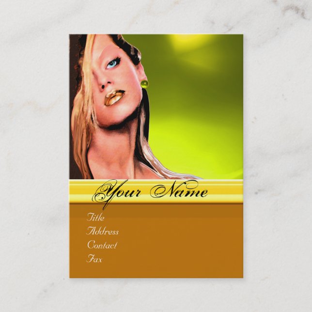 Carte De Visite BEAUTY MAKEUP ARTIST monogramme gris topaz jaune (Devant)