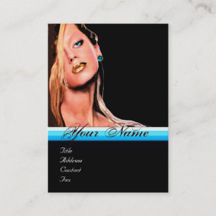 Carte De Visite BEAUTY MAKEUP ARTISTE monogramme bleu saphir noir