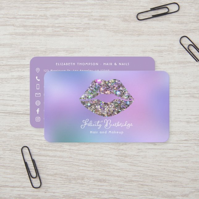 Carte De Visite Beauty Salon QR Code (Devant/Arrière en situation)