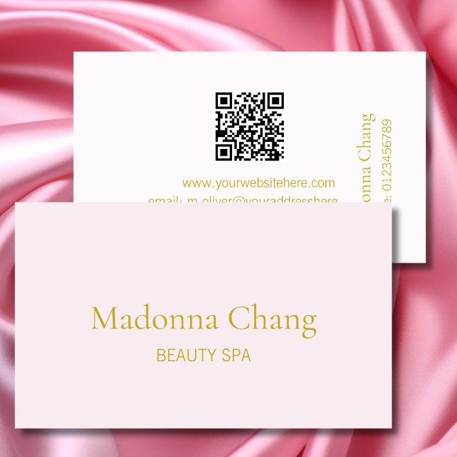 Carte De Visite Beauty Spa QR Code Simple Rose Style (Créateur téléchargé)