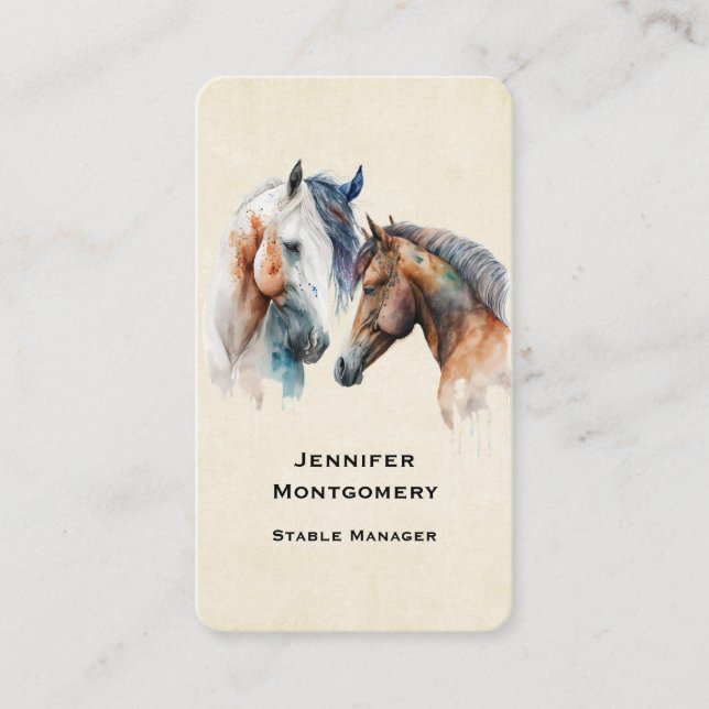 Carte De Visite Beaux Chevaux de Style Western Boho (Devant)
