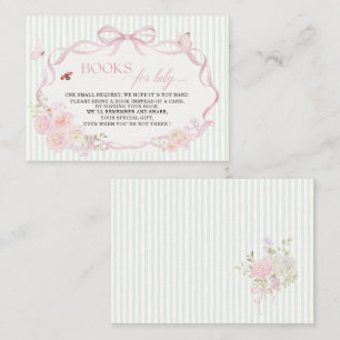 Carte De Visite Bébé aquarelle en fleurs papillon livres pour bébé
