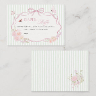 Carte De Visite Bébé aquarelle en fleurs papillon tirage au sort c