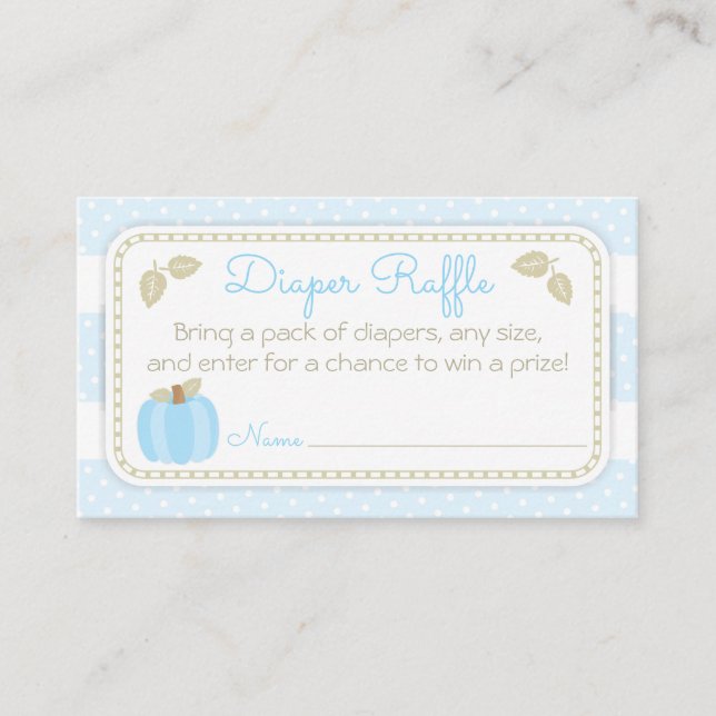 Carte De Visite Bébé citrouille Garçon Douche Déchets Raffle Ticke (Devant)