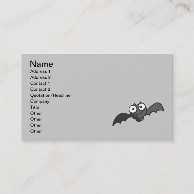 CARTE DE VISITE BÉBÉ CUTE BLACK BAT CARTOON VOL HEUREUX AMUSANT (Devant)